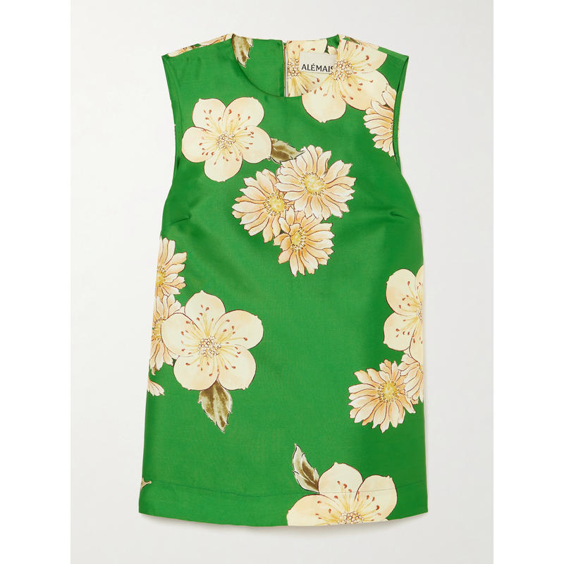 Alémais 女士 秋冬新品 上衣 Sage 印花再生缎面斜纹布上衣