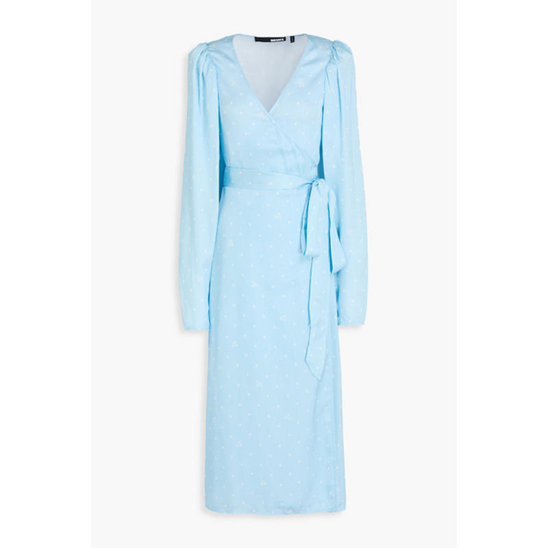 ROTATE 女士 中长连衣裙 波尔卡圆点锤花缎中长缠绕式连衣裙