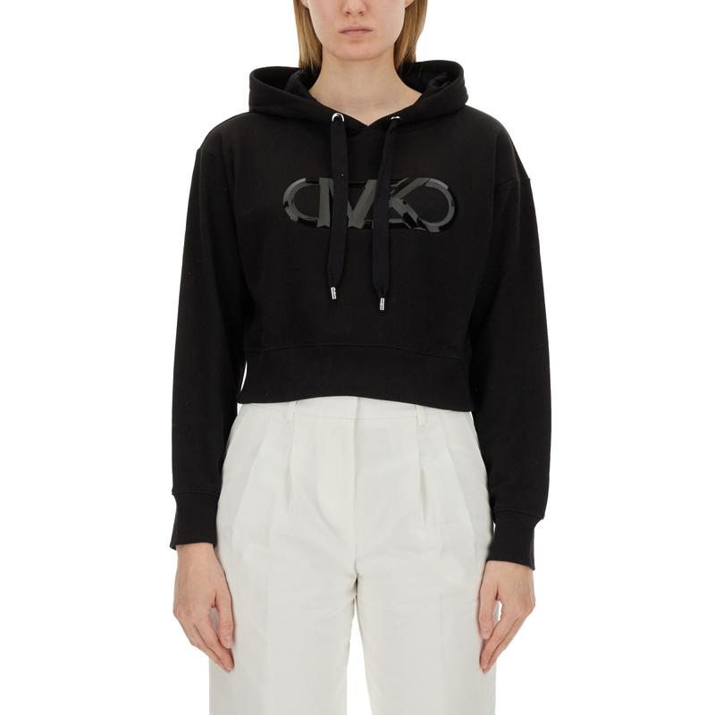 Michael Kors 女士 卫衣 Michael Empire 標誌抽繩短版連帽衫