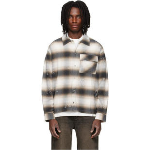 Represent 男士 衬衫 白色  棕色 All Over Initial Flannel