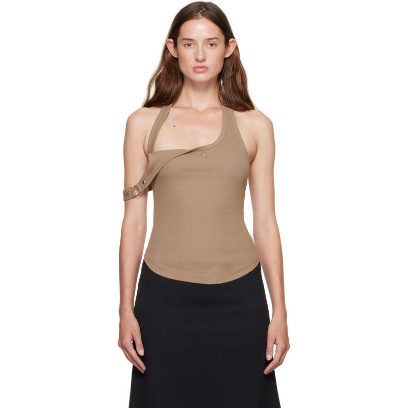Courrèges 女士 背心 灰褐色 Asymmetric Buckle 背心