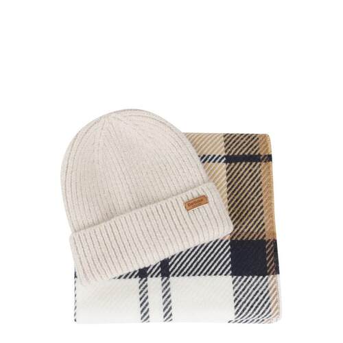Barbour 女士秋冬新品 围巾 Pendle 標誌貼片羅紋針織帽圍巾套裝