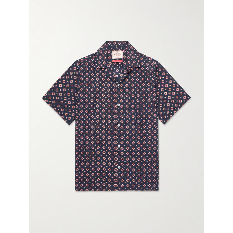 PORTUGUESE FLANNEL 男士 衬衫 Dice 可拆卸领印花棉质府绸衬衫