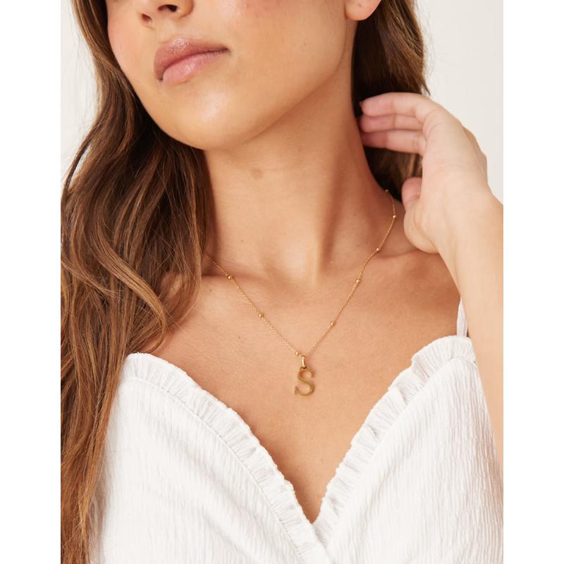 Abbott Lyon 女士 项链/吊坠 S 字母镀金防水不锈钢项链(18k)