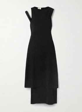 Courrèges 女士秋冬新品 短款连衣裙 不對稱露肩羅紋中長連身裙
