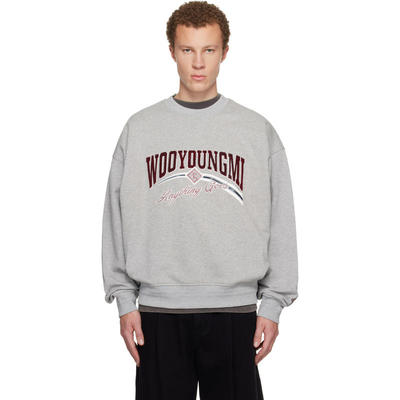 Wooyoungmi 男士 卫衣 灰色 Lenticular Logo 套头衫