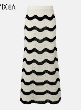 La DoubleJ 女款波浪纹棉质钩花中长半身裙 迷衣时尚