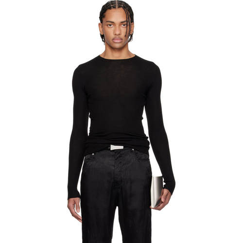 Rick Owens 男士 毛衣 黑色 Temple Ribbed Round Neck 毛衣