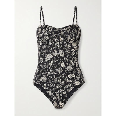 Ulla Johnson 女士 秋冬新品 连体泳衣 Zahara 褶皱印花钢托泳衣