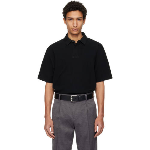 Hugo 雨果 男士 POLO衫 黑色 Waffle-Structured Polo 衫