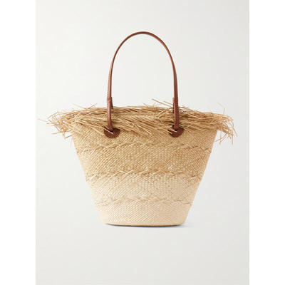 Sensi Studio 女士 手提包 皮革饰边磨损渐变草编手提包