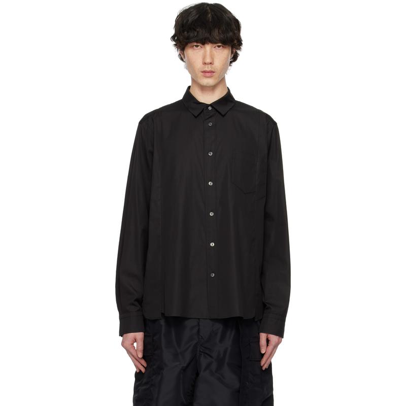 Sacai 男士 衬衫 黑色 Cotton Poplin 衬衫
