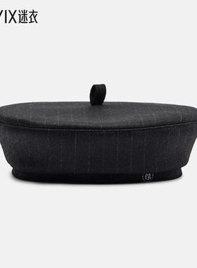 Ruslan Baginskiy 女款Pinstriped 羊毛混纺贝雷帽 迷衣时尚