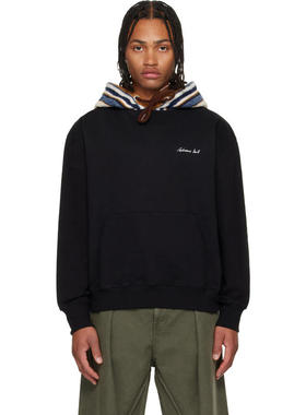 Andersson Bell 男士 卫衣 黑色徽标刺绣连帽衫