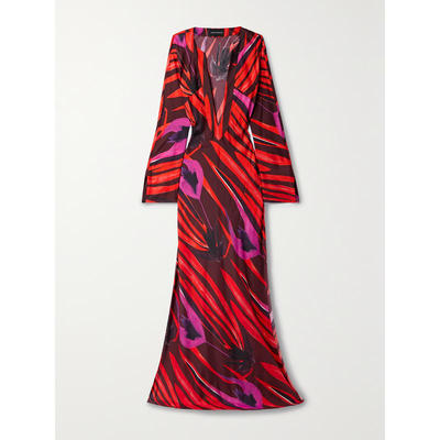 Louisa Ballou 女士 中长连衣裙 印花棉丝混纺双绉长罩衫裙