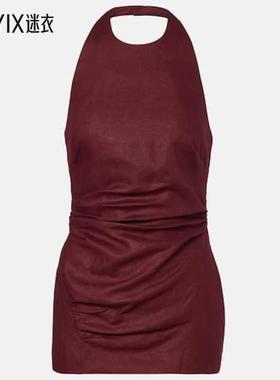 FAITHFULL THE BRAND 女款Fia 挂脖亚麻上衣 迷衣时尚