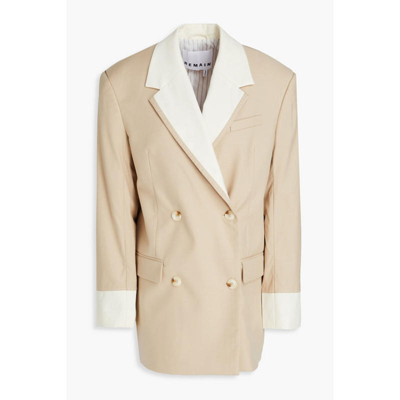 REMAIN 女士 夹克 two-tone 双排扣斜纹布西装外套
