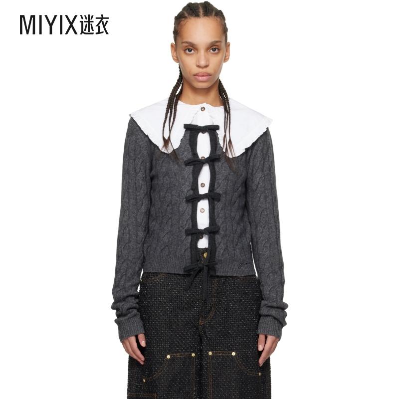 Ganni 女款灰色 Cashmere Mix Tie String 开衫