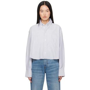 衬衫 蓝色 灰白色 Ami Cropped 女士 Cotton Oversized Paris