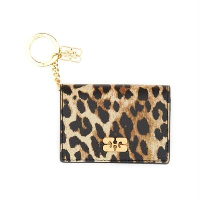 Ganni 甘尼 女士 FW25 卡包 驼色 Leopard Grained Bou 钱包