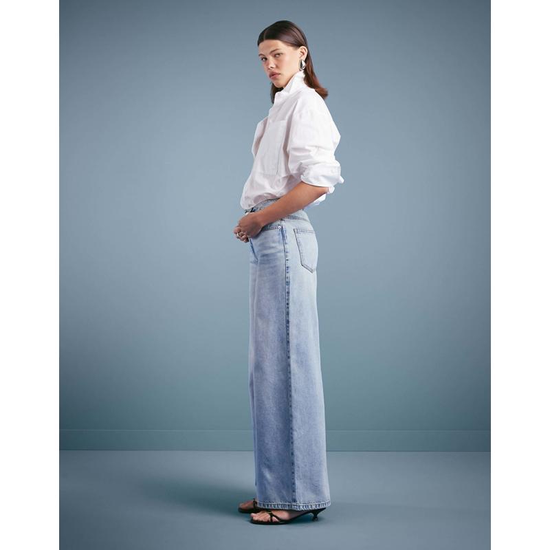 ASOS DESIGN 女士 牛仔长裤 设计高腰阔腿复古水洗牛仔裤