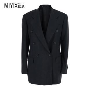 女款 Tagliatore Lapels 黑色双排扣经典 布织女士夹克 款 秋冬新品