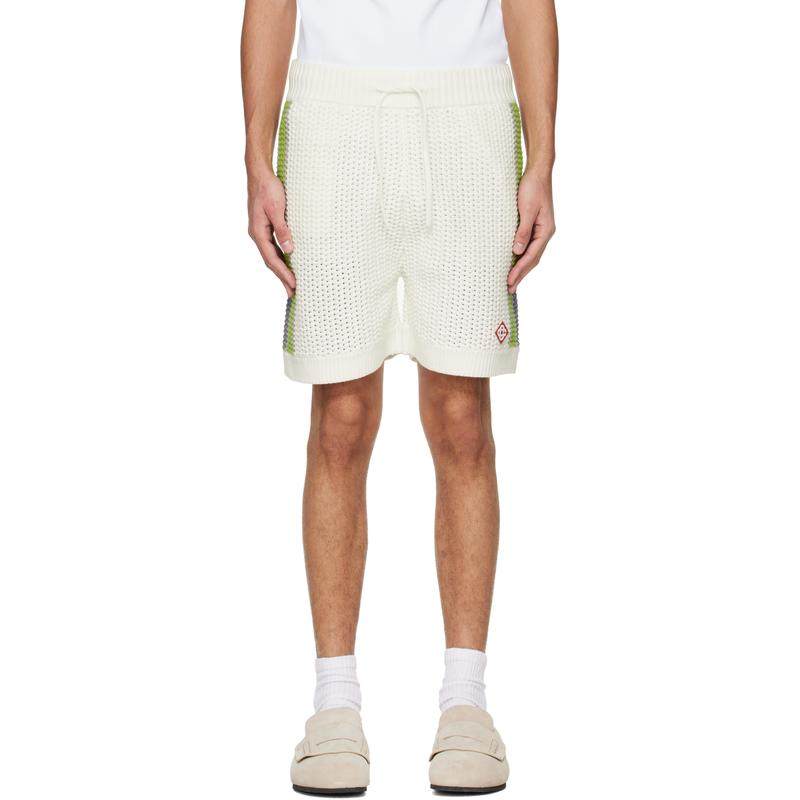 Casablanca 男士 短裤 灰白色 Stripe Crochet 短裤,男装,短裤,淘宝优惠券,粉丝福利购,淘宝优惠卷