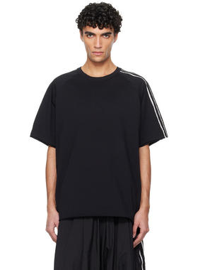 Y-3 男士 T恤 黑色 Raw Edge 3 Stripes T 恤