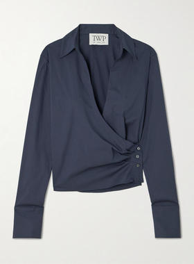 TWP Clothing 女士 衬衫 All Up 裹身短款棉混纺府绸裹式衬衫