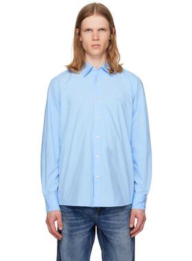 Boss 男士 衬衫 蓝色 Regular-Fit Cotton Poplin 衬衫