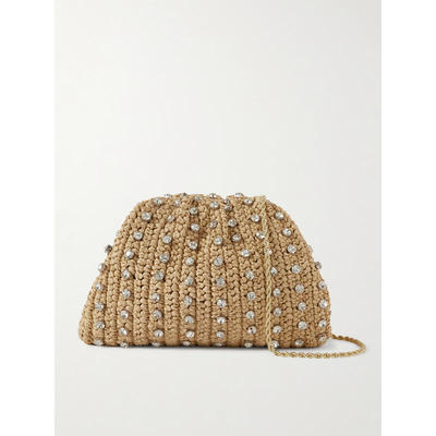 Loeffler Randall 女士 手拿包 Bailey 水晶装饰拉菲草编织手包