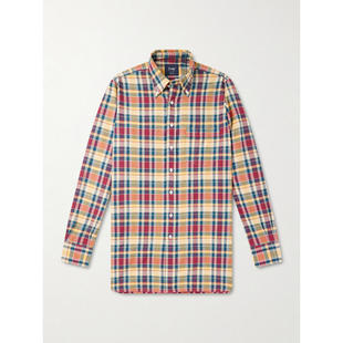 SS26 衬衫 Cotton Drake 领尖带扣式 男士 Madras 衣领格纹