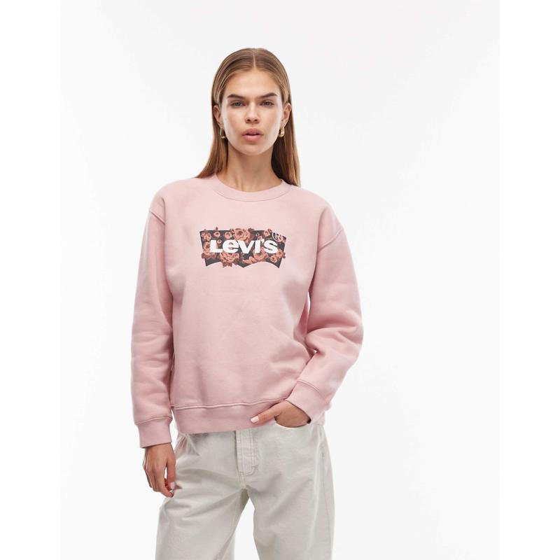 Levi's 女士 卫衣 Everyday 印花徽标粉色卫衣