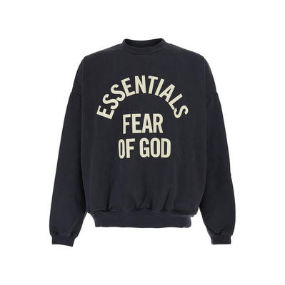 Fear Of God 男士 卫衣 'CAMPUS 90'S ESSENTIALS' 黑色圆领长袖