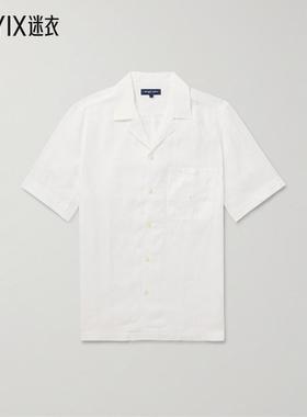 Frescobol Carioca 男款Alves Camp-Collar 刺绣亚麻衬衫 迷衣时