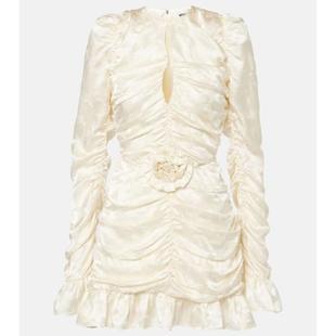 Bridal ROTATE 连衣裙 短款 褶皱真丝缎面迷你连衣裙 女士