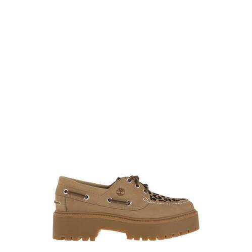 Timberland 添柏岚 女士 FW25 休闲皮鞋 STREET 石头色防水台船鞋