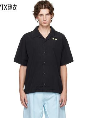 J.W. Anderson 男款黑色 Contrast Embroidery 短袖衬衫 迷衣时尚