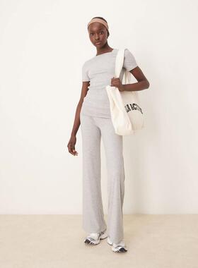 TALA 女士 运动紧身裤 365 卷边束腰喇叭裤子(灰色)