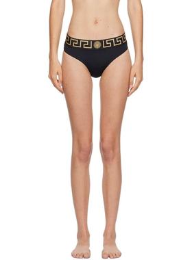 Versace 女士 FW25 比基尼 黑色 Greca Border 比基尼泳裤