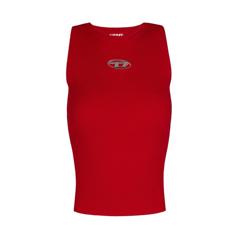 Diesel 女士 FW25 背心 M-Caddix 標誌牌羅紋針織上衣