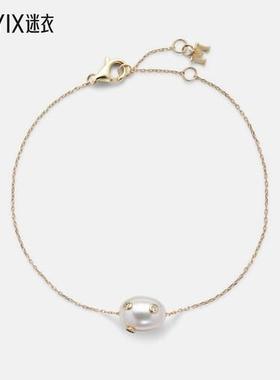 Mateo 女款14kt金巴洛克风格珍珠钻石手链 迷衣时尚