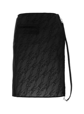 Courrèges 古未界 女士 FW25 中长裙 黑色 Zipped Lace 半身裙