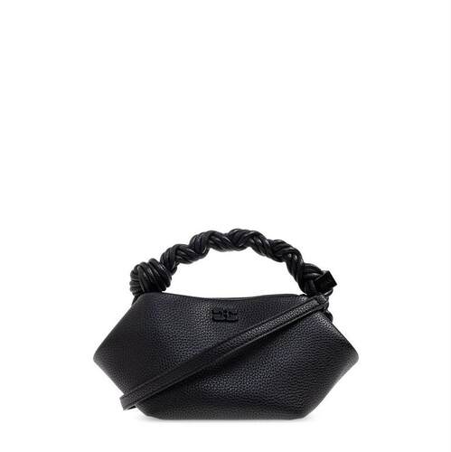 Ganni 甘尼 女士 FW26 托特包 黑色迷你 Grained Bou 手提包
