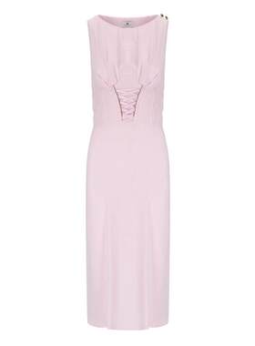 Elisabetta Franchi 女士 SS25 连衣裙 交叉蕾丝绉绸后背缎面