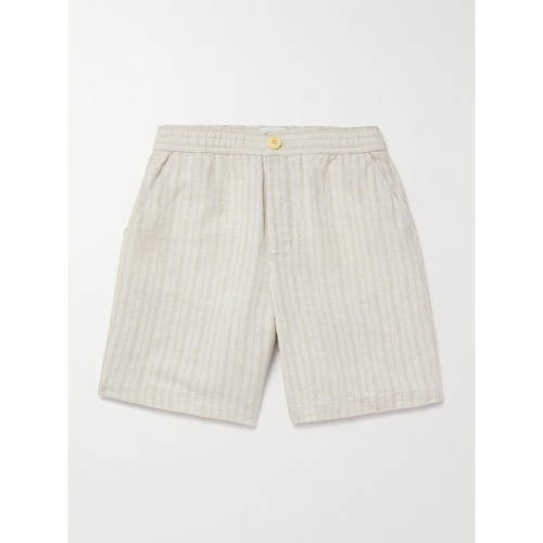 Oliver Spencer 男士 FW25 短裤 Osborne 直筒条纹亚麻棉混纺短裤
