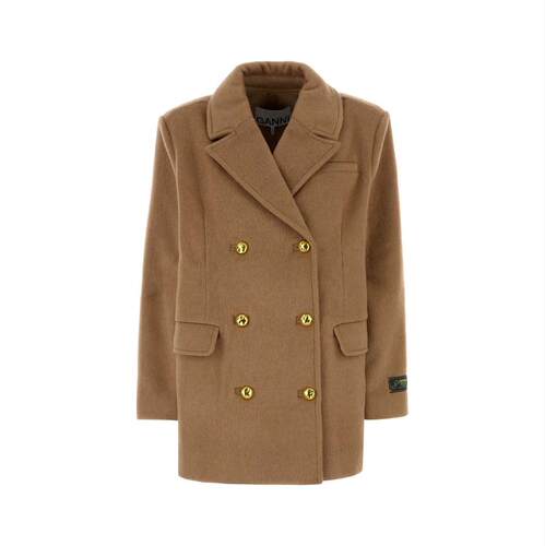 Ganni 甘尼 女士 FW25 夹克 Ganni 徽标贴片双排扣