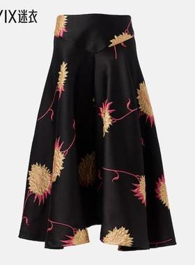 La DoubleJ 女款米兰提花缎面中长半身裙 迷衣时尚