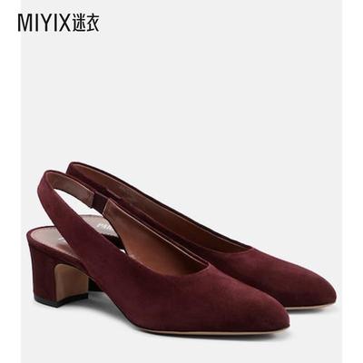 Paris Texas 女款Lavinia 50 绒面革露跟浅口鞋 迷衣时尚