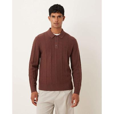 Abercrombie  Fitch 男士 毛衣 长袖胸部徽标高圆领棕色套头衫